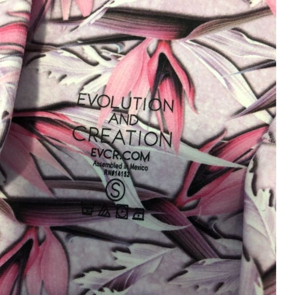 EVCR pink floral high waist cropped athletic yoga leggings EUC - Picture 4 of 6